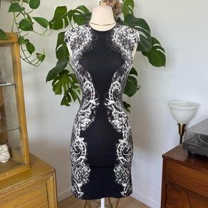 McQ by Alexander McQueen Black and White Patterned Mini Dress